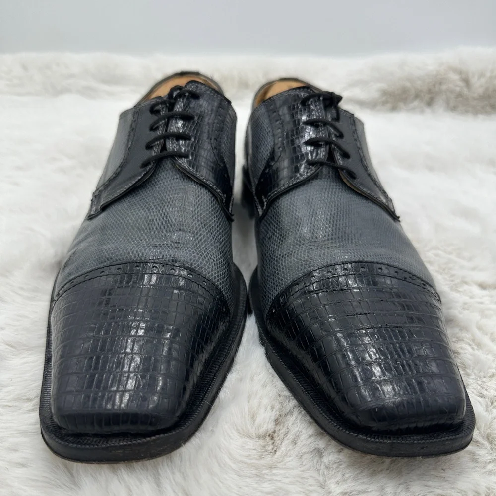David Eden‎ Crocodile Teju Lizard Oxford Dress Shoes Men’s Size 10.5